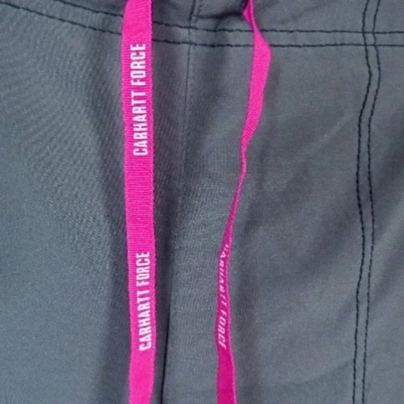 Carhartt Force Scrub Pants Gray Pink Cargo Pull On Elastic Waist Womens Large - Picture 4 of 5